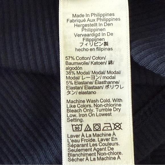 J. Crew Vintage Navy Ribbed Ruffle Sleeve Shirt Size Small - Picture 7 of 8